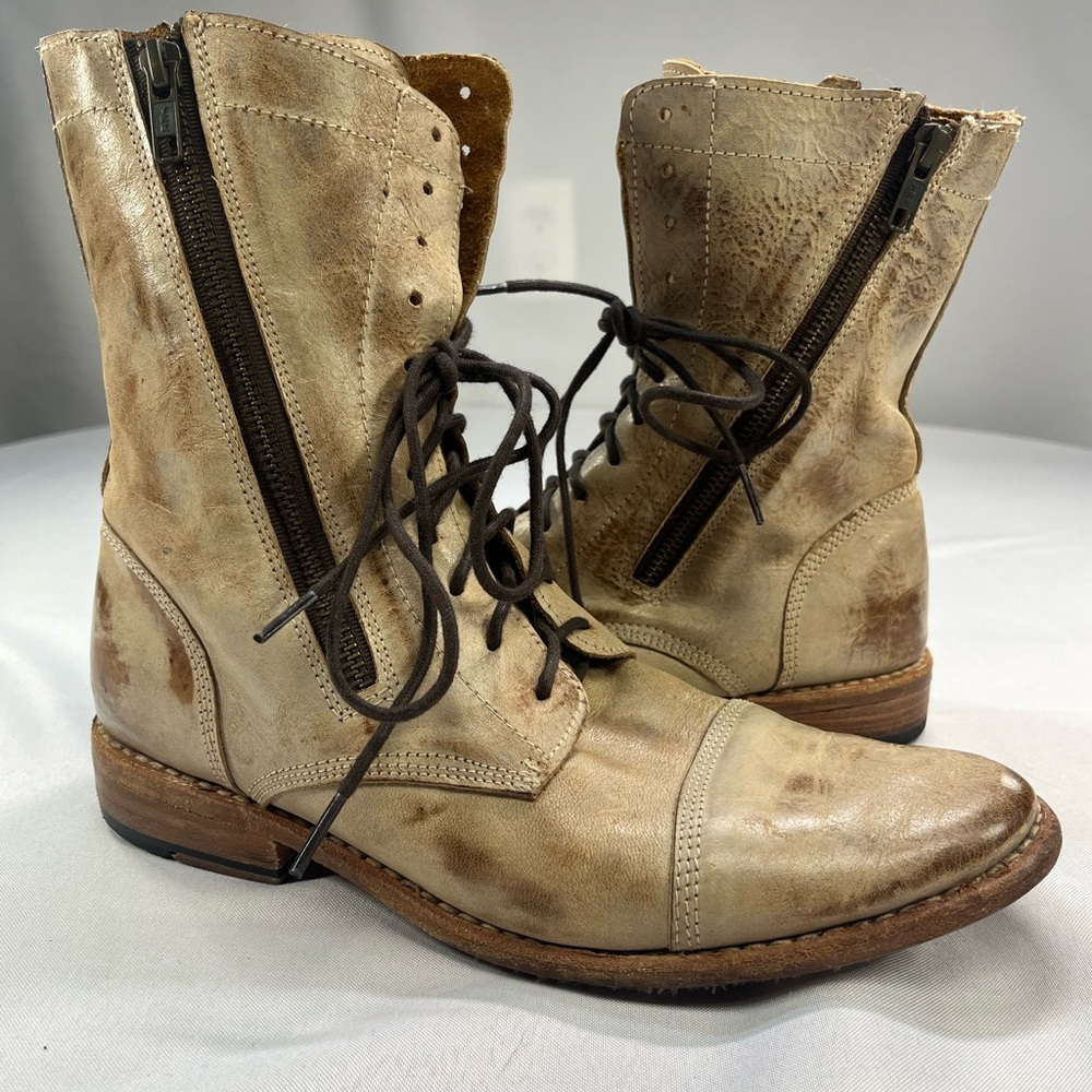 BED STU Cobbler Series Manchester Women’s Boots Cream Distressed Leather Size 9